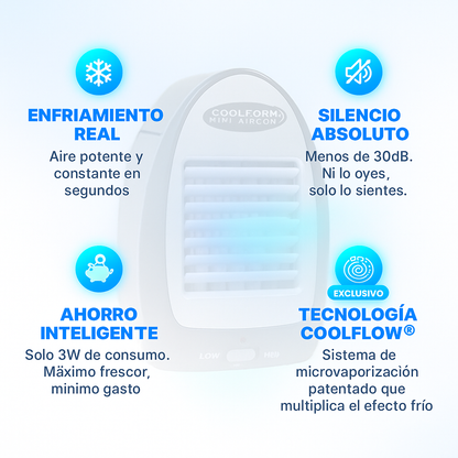 COOLFORM® – Mini Aire con Enfriamiento Evaporativo Inteligente 20h