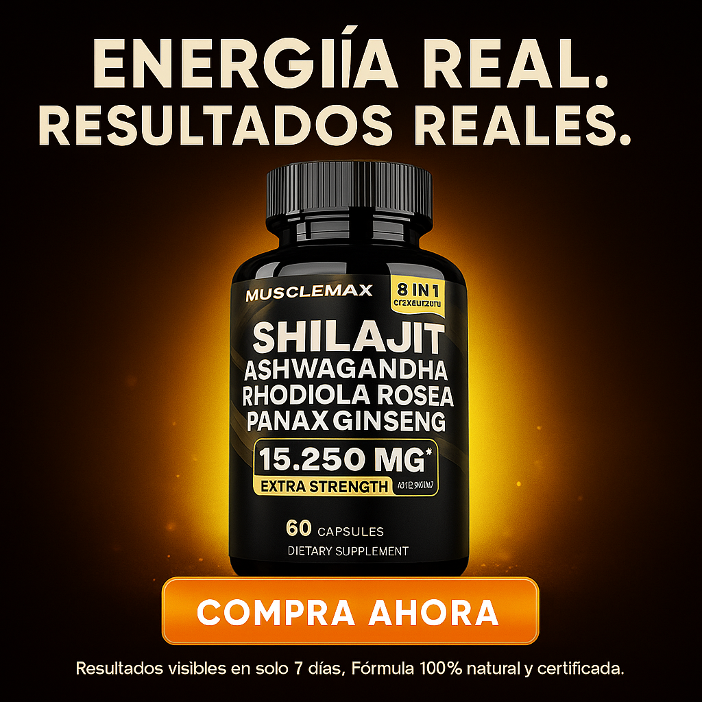 Shilajit + Ashwagandha + Rhodiola Rosea + Panax Ginseng – Suplemento Natural Energizante 60 Cápsulas