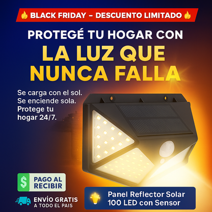 Reflector Solar Inteligente 100 LED con Sensor de Movimiento