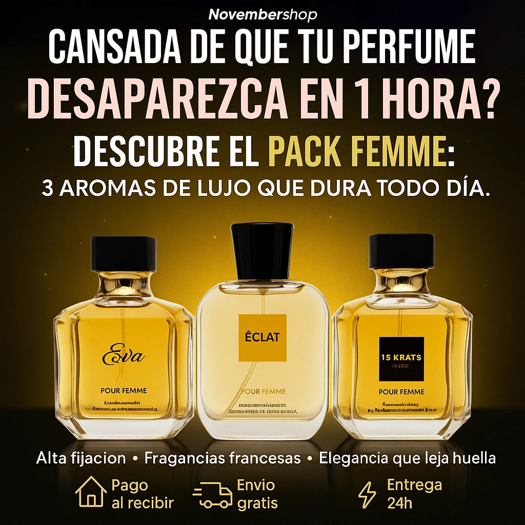 PIDE 1 Y LLÉVATE 3 PERFUMES - EVA • ECLAT • 18 KRATS