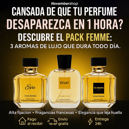 PIDE 1 Y LLÉVATE 3 PERFUMES - EVA • ECLAT • 18 KRATS