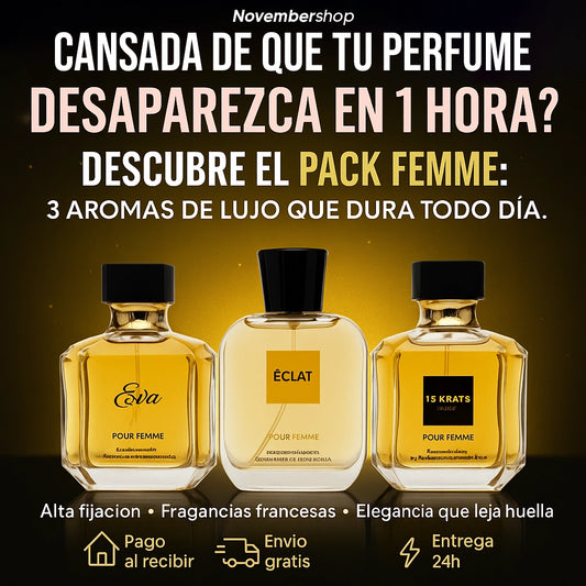 PIDE 1 Y LLÉVATE 3 PERFUMES - EVA • ECLAT • 18 KRATS