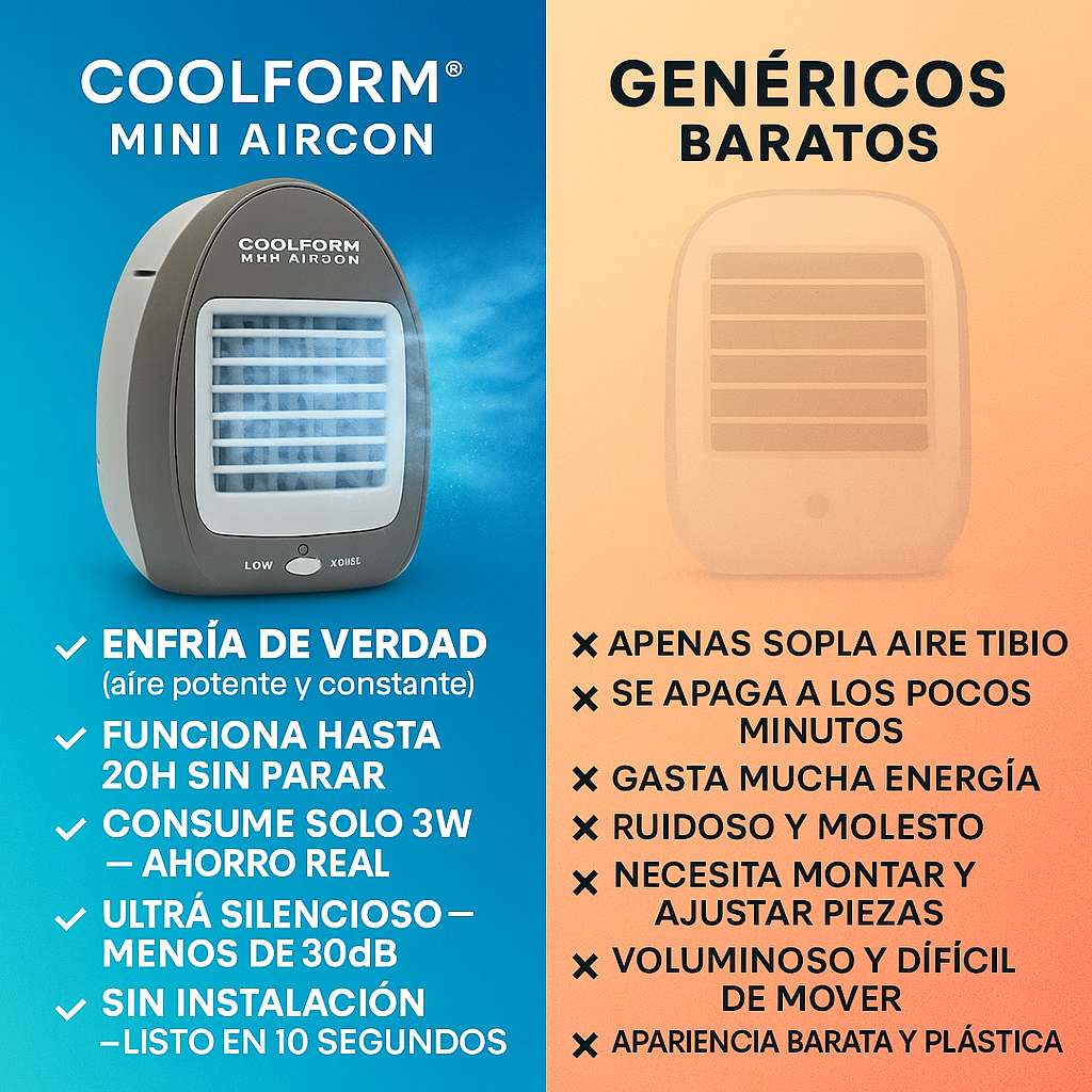COOLFORM® – Mini Aire con Enfriamiento Evaporativo Inteligente 20h