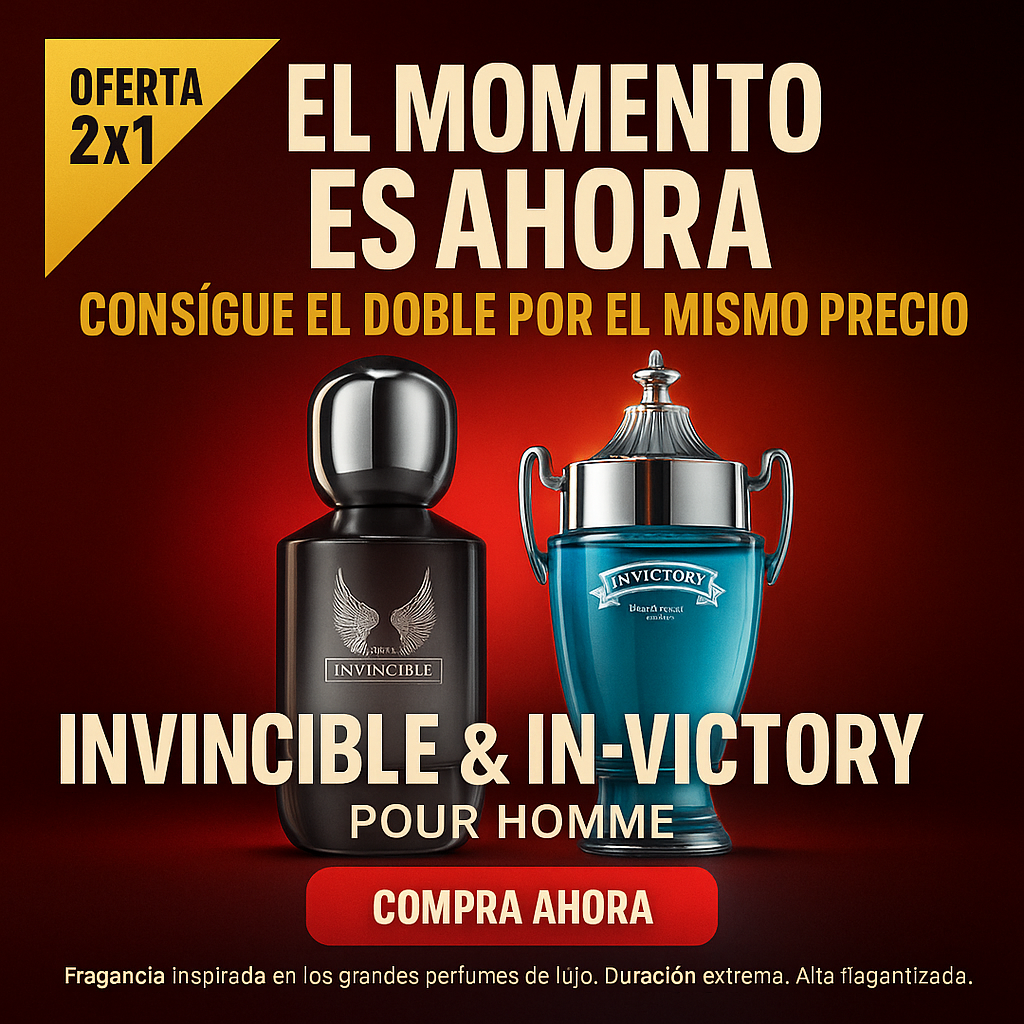 EDP INVINCIBLE & EDT IN-VICTORY POUR HOMME – Edición Black Friday 2x1 | Alta Fijación y Aroma Intenso