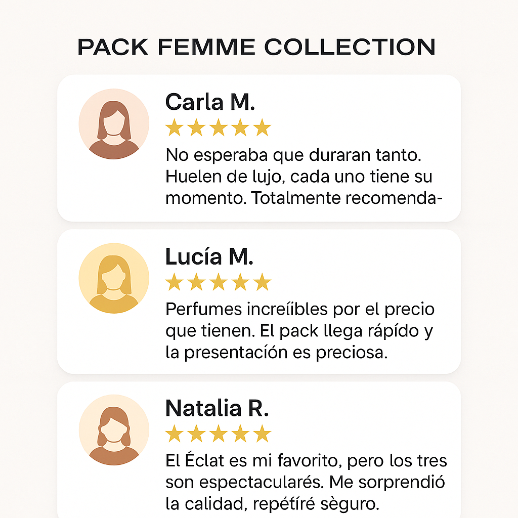 PIDE 1 Y LLÉVATE 3 PERFUMES - EVA • ECLAT • 18 KRATS